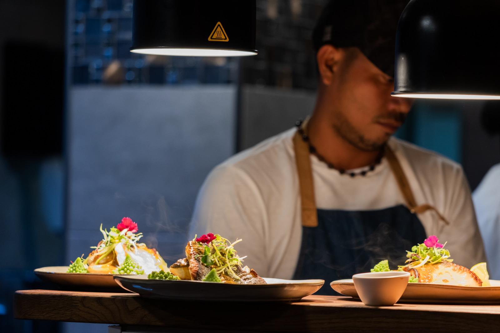 Chef plating at the pass