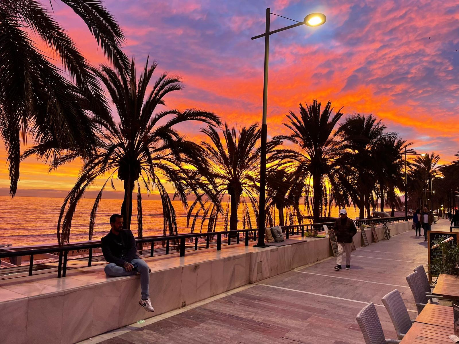 Sunset over the Paseo Marítimo, Marbella
