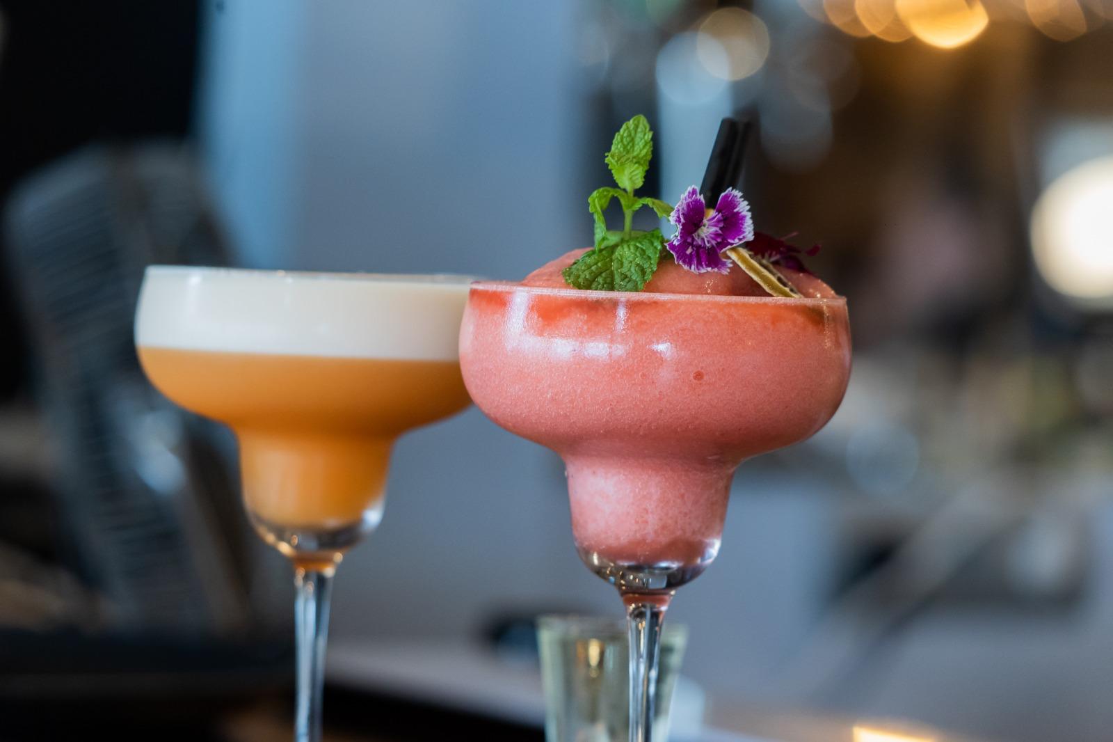 Frozen cocktails at the bar